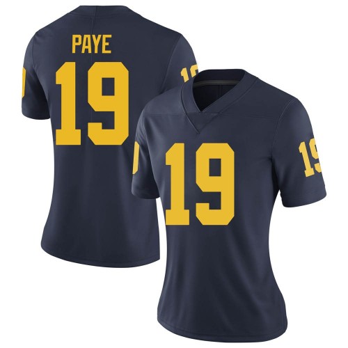 Kwity Paye Michigan Wolverines Women's NCAA #19 Navy Limited Brand Jordan College Stitched Football Jersey MGE4054UB